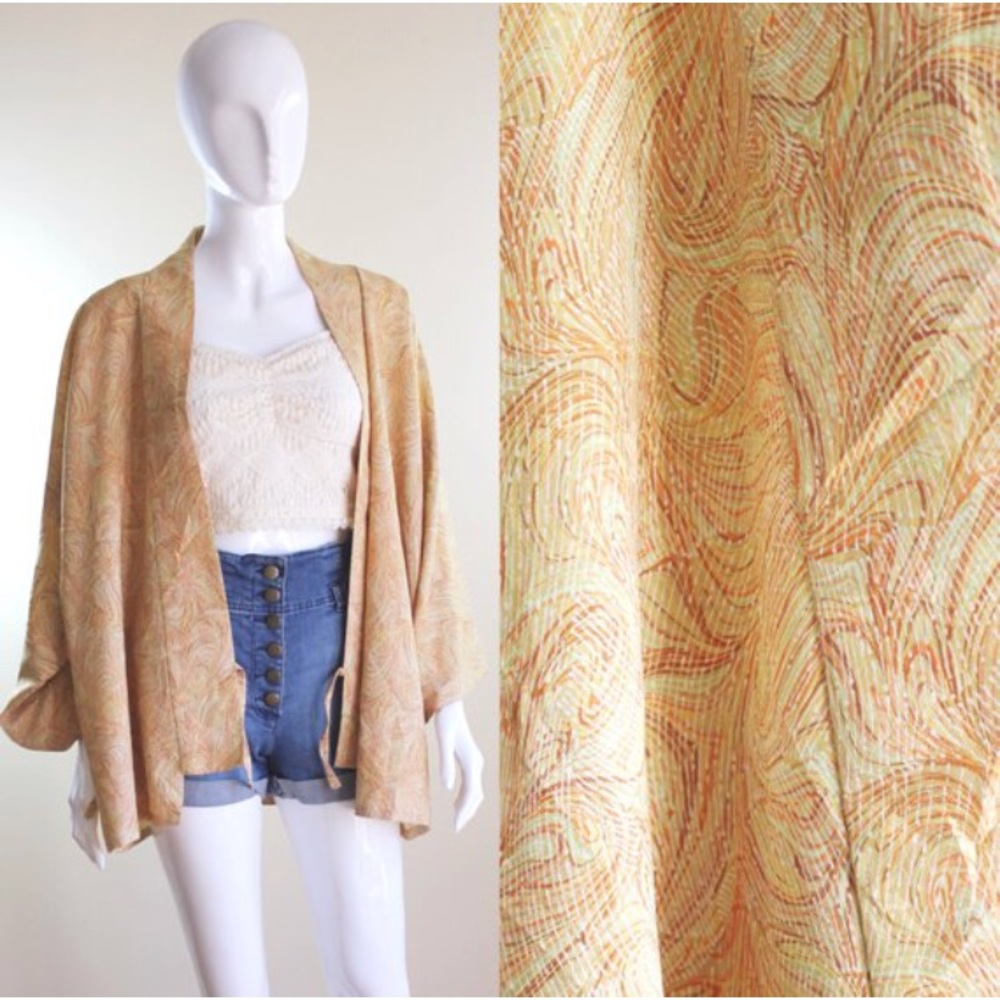 1970s vintage HIPPIE marbleized kimono gypsy